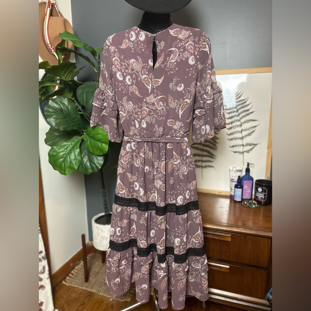 New York And Company Prairie Cottage-core Ruffle Sleeve Dress Boho Bohemian - Picture 5 of 5